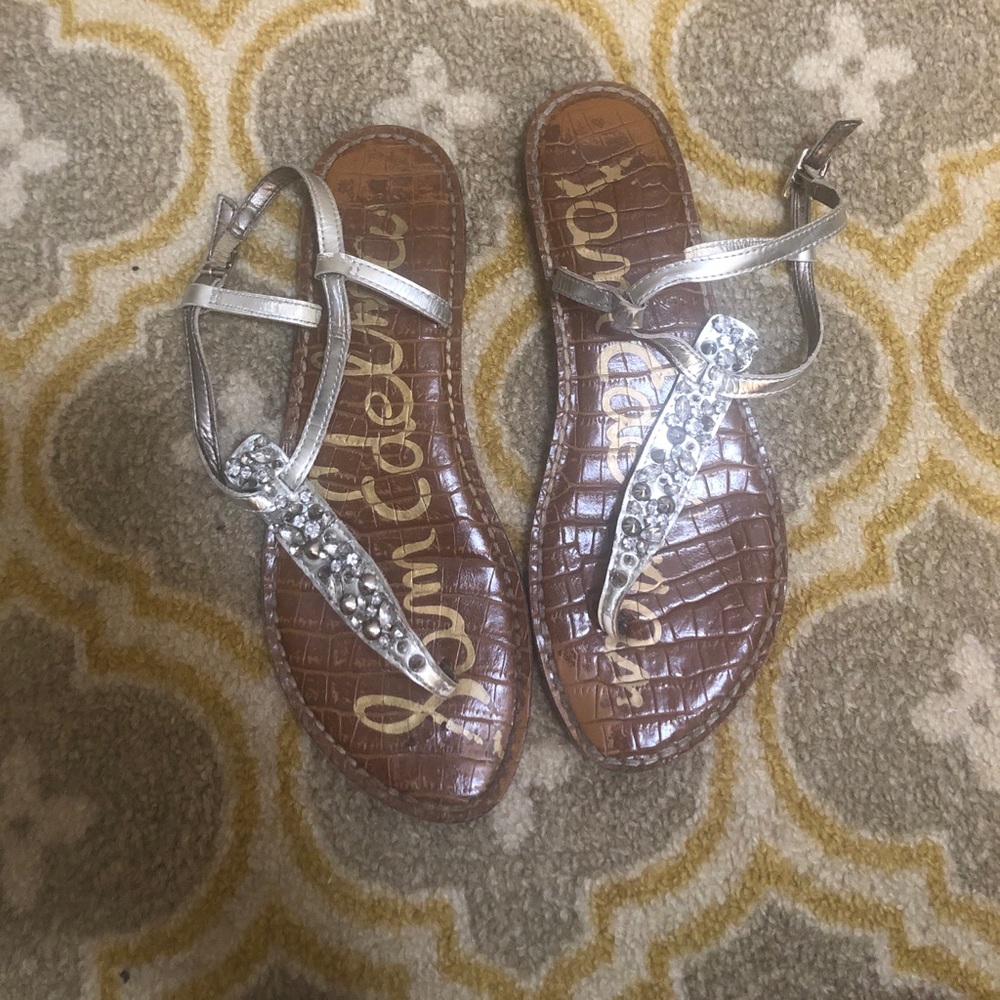 Sam Edelman Gigi Silver Embellished Thong Sandal